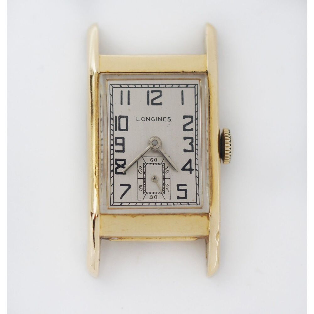 Rare Vintage Art Deco Longines Tank Watch 14K Gold Case Watch
